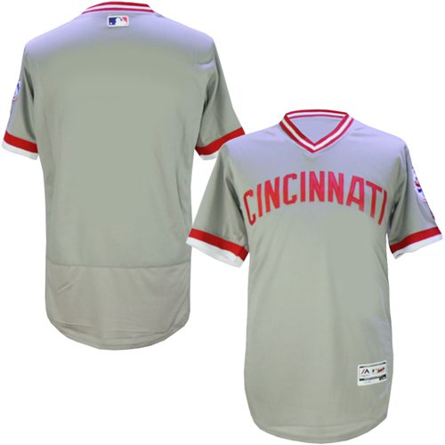 Reds Blank Grey Flexbase Authentic Collection Cooperstown Stitched MLB Jersey