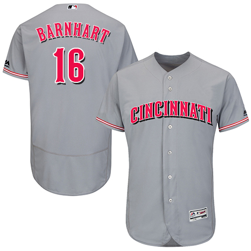 Reds #16 Tucker Barnhart Grey Flexbase Authentic Collection Stitched MLB Jersey
