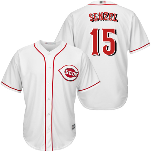 Reds #15 Nick Senzel White New Cool Base Stitched MLB Jersey