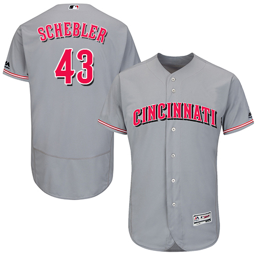 Reds #43 Scott Schebler Grey Flexbase Authentic Collection Stitched MLB Jersey