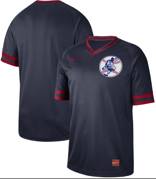 Nike Indians Blank Navy Authentic Cooperstown Collection Stitched MLB Jersey