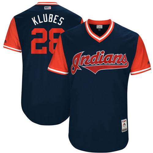 Indians #28 Corey Kluber Navy "Klubes" Players Weekend Authentic Stitched MLB Jersey Indians #28 Corey Kluber Navy "Klubes" Players Weekend Authentic Stitched MLB Jersey