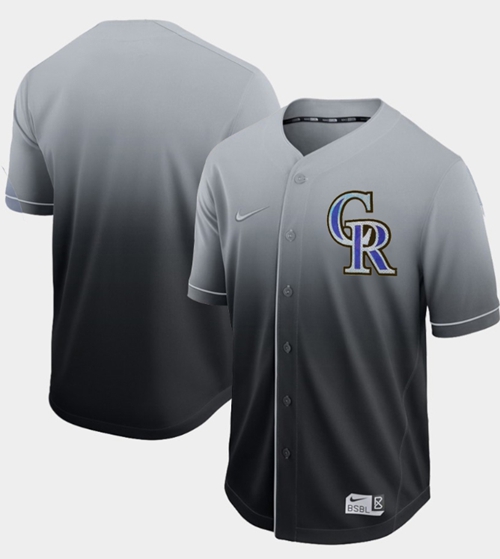 Nike Rockies Blank Black Fade Authentic Stitched MLB Jersey