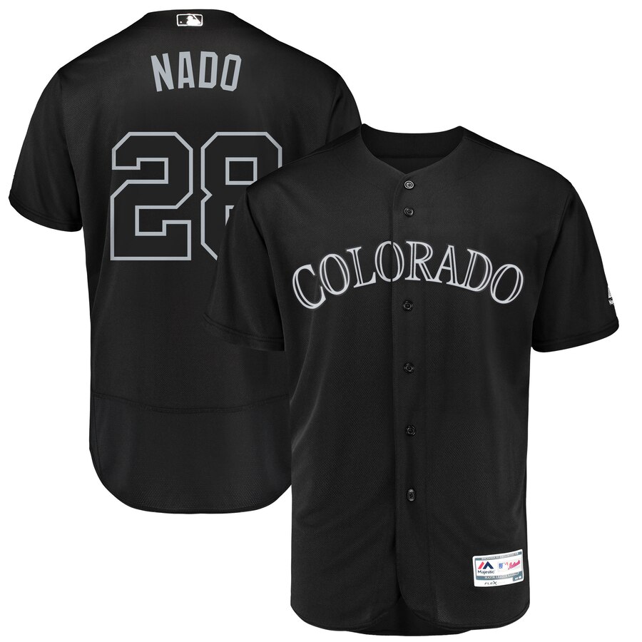 Colorado Rockies #28 Nolan Arenado Nado Majestic 2019 Players' Weekend Flex Base Authentic Player Jersey Black