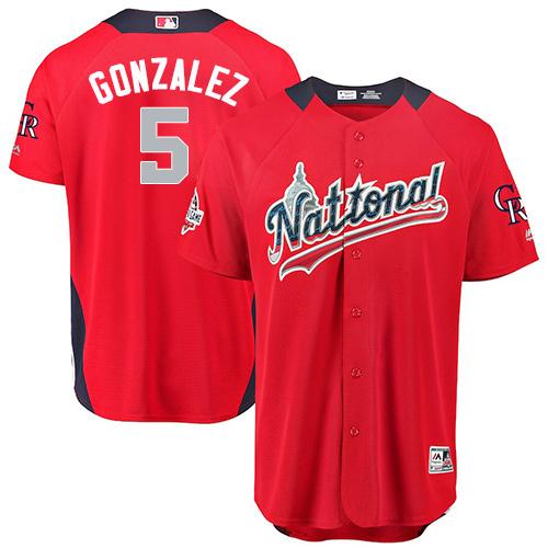 Rockies #5 Carlos Gonzalez Red 2018 All-Star National League Stitched MLB Jersey