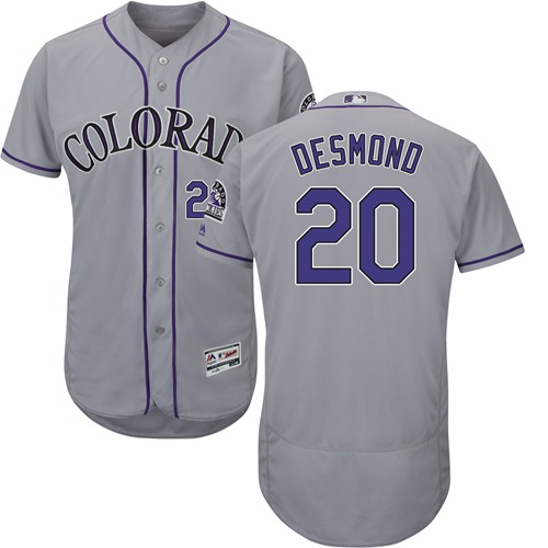 Rockies #20 Ian Desmond Grey Flexbase Authentic Collection Stitched MLB Jersey