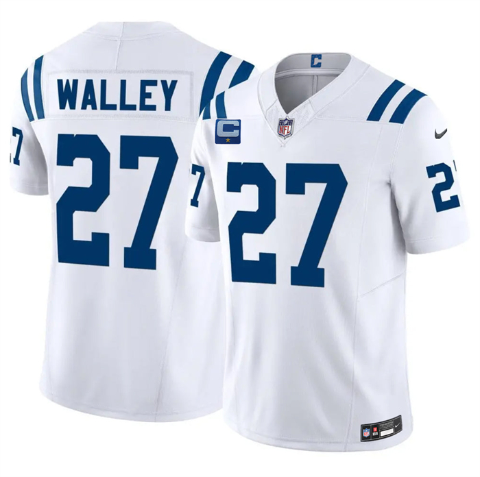 Men's Indianapolis Colts #27 Justin Walley White 2026 F.U.S.E. 1-Star C Patch Vapor Limited Stitched Football Jersey