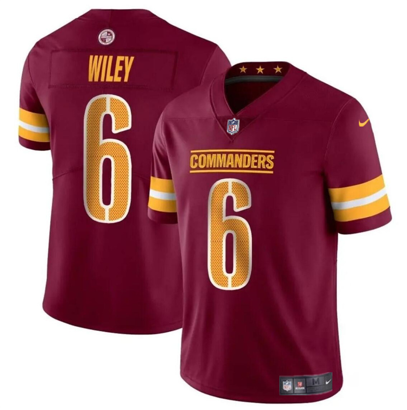 Men's Washington Commanders #6 Michael Wiley Burgundy 2024 Vapor Limited Stitched Football Jersey