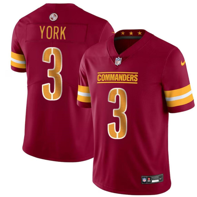 Men's Washington Commanders #3 Cade York Burgundy 2024 Vapor Limited Stitched Football Jersey