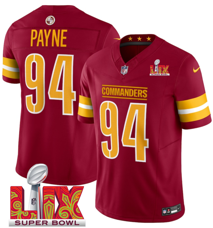 Men's Washington Commanders #94 Da'Ron Payne Burgundy F.U.S.E. 24/25 Super Bowl LIX Vapor Untouchable Limited Stitched Football Jersey