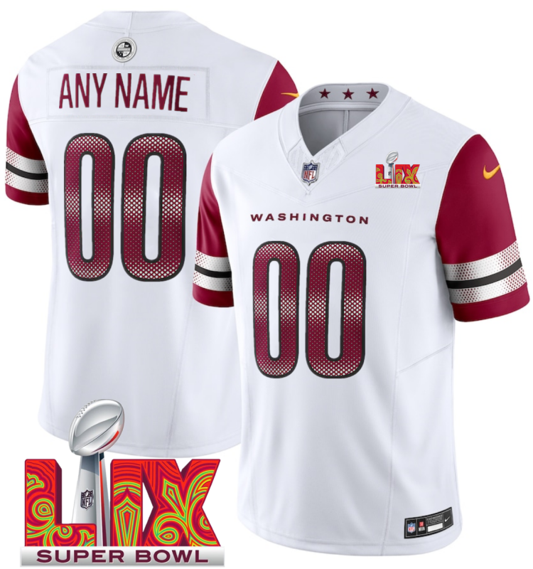 Men's Washington Commanders Active Player Custom White F.U.S.E. 24/25 Super Bowl LIX Vapor Untouchable Limited Stitched Football Jersey