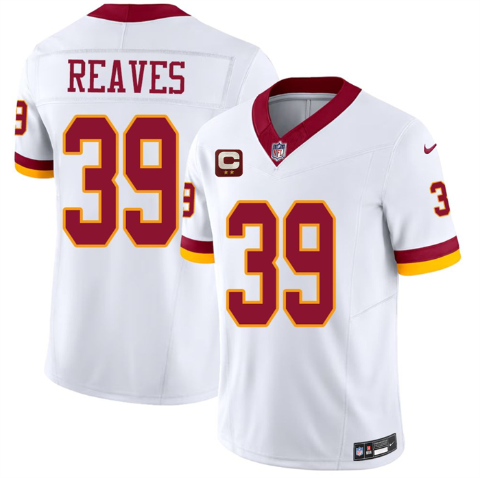 Men's Washington Commanders #39 Jeremy Reaves White 2026 F.U.S.E. With 2-Star C Patch Vapor Limited Stitched Football Jersey