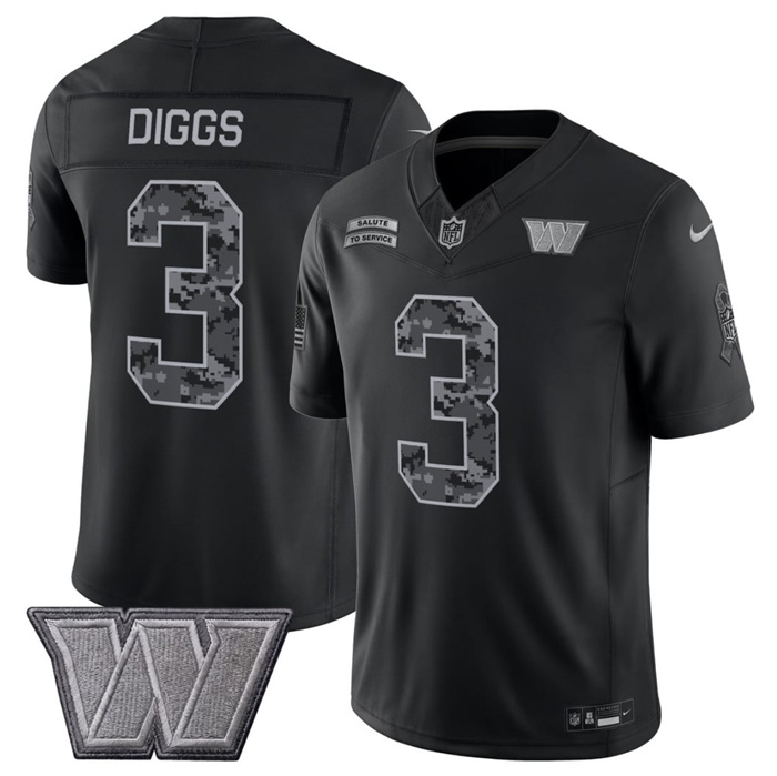 Men's Washington Commanders #3 Stefon Diggs Black F.U.S.E. 2026 Salute to Service Limited Stitched Football Jersey