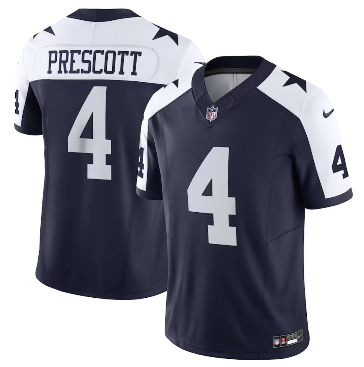 Men's Dallas Cowboys #4 Dak Prescott White 2023 F.U.S.E. Vapor Limited Stitched Football Jersey