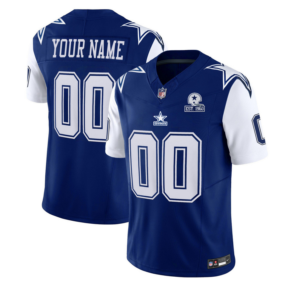 Men's Dallas Cowboys Active Player Custom Navy 2023 F.U.S.E. With Established In 1960 Patch Vapor Limited Stitched Football Jersey