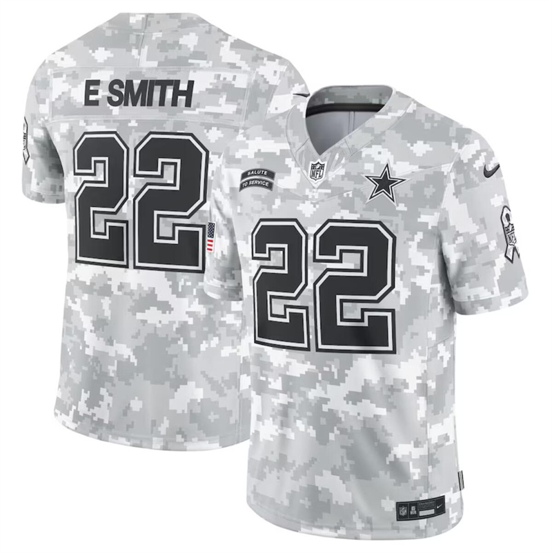 Men's Men's Dallas Cowboys #22 Emmitt Smith 2024 F.U.S.E Arctic Camo Salute to Service Limited Stitched Football Jersey