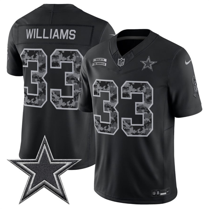 Men's Dallas Cowboys #33 Javonte Williams Black F.U.S.E. 2026 Salute to Service Limited Stitched Football Jersey