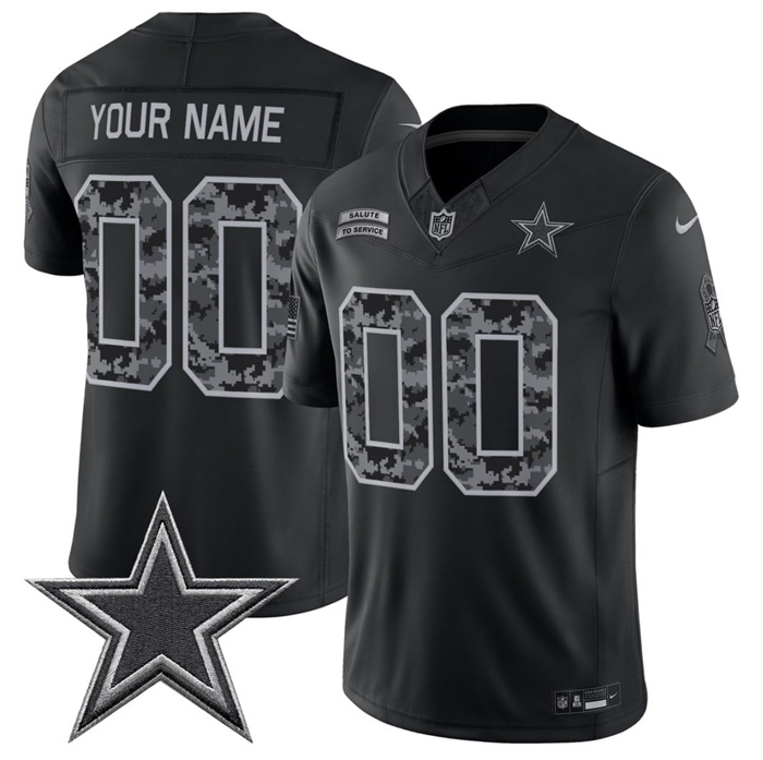 Men's Dallas Cowboys Active Player Custom Black F.U.S.E. 2026 Salute to Service Limited Stitched Football Jersey