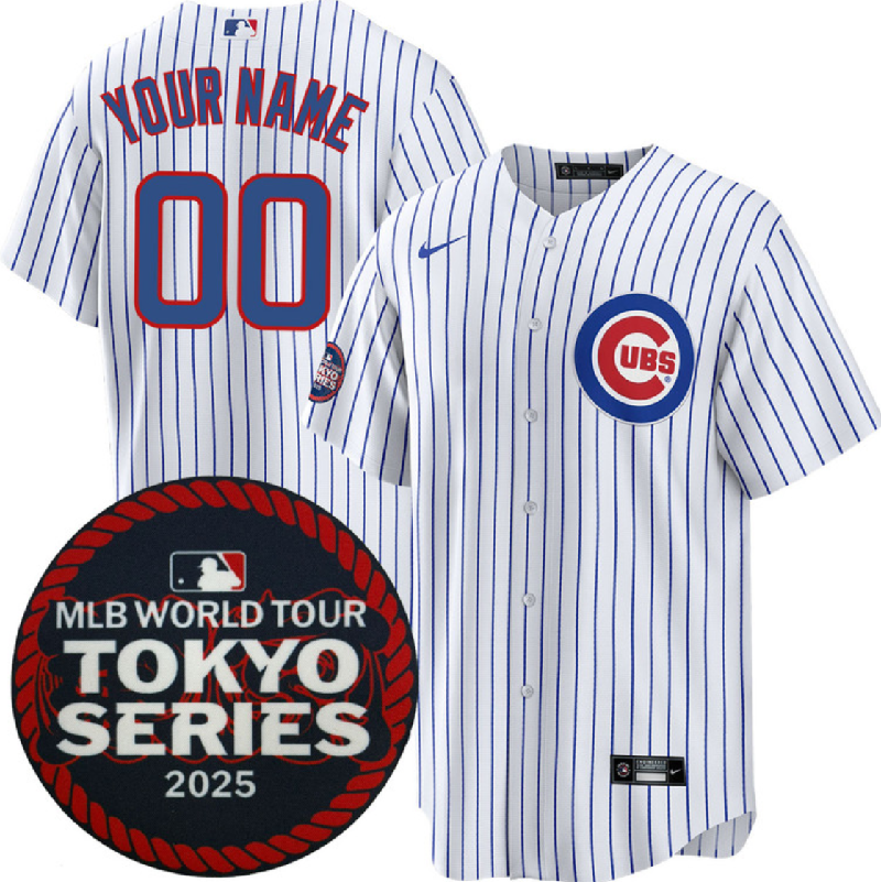 Men's Chicago Cubs Active Player Custom White 2025 World Tour: Tokyo Series Home Stitched Baseball Jersey