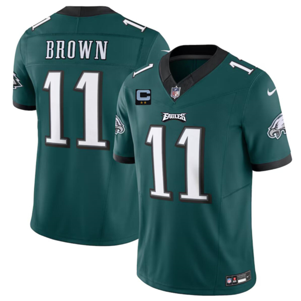 Men's Philadelphia Eagles #11 A. J. Brown Green F.U.S.E With 2-Star C Patch Vapor Untouchable Limited Stitched Football Jersey