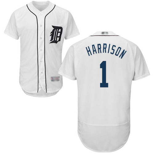 Tigers #1 Josh Harrison White Flexbase Authentic Collection Stitched MLB Jersey