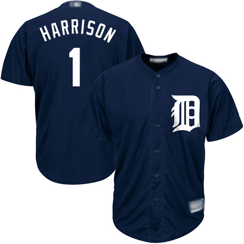 Tigers #1 Josh Harrison Navy Blue New Cool Base Stitched MLB Jersey