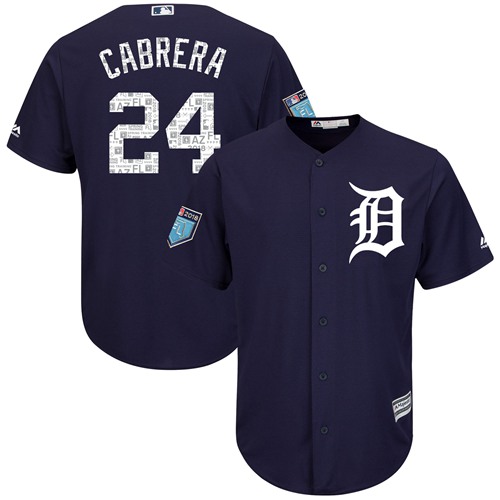 Tigers #24 Miguel Cabrera Navy Blue 2018 Spring Training Cool Base Stitched MLB Jersey