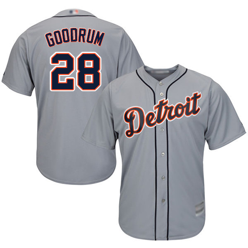 Tigers #28 Niko Goodrum Grey New Cool Base Stitched MLB Jersey
