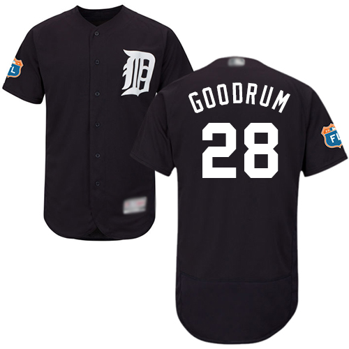 Tigers #28 Niko Goodrum Navy Blue Flexbase Authentic Collection Stitched MLB Jersey