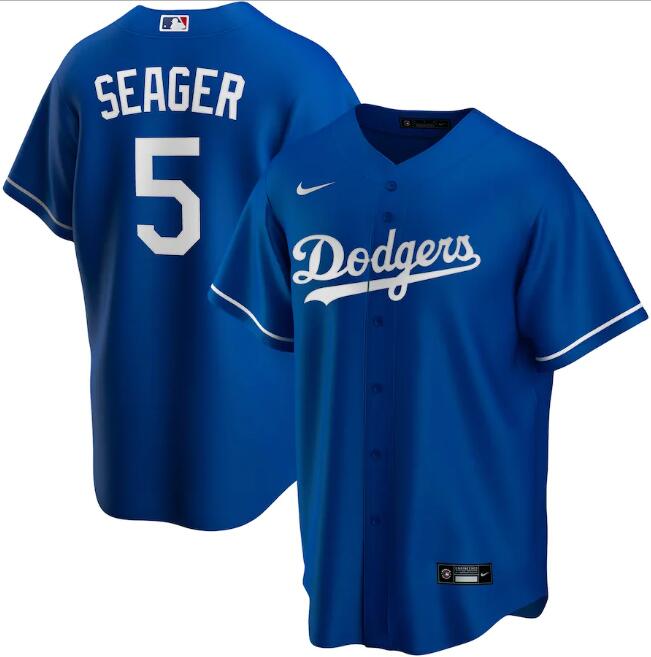 Men's Los Angeles Dodgers #5 Corey Seager Blue MLB Cool Base Stitched Jersey