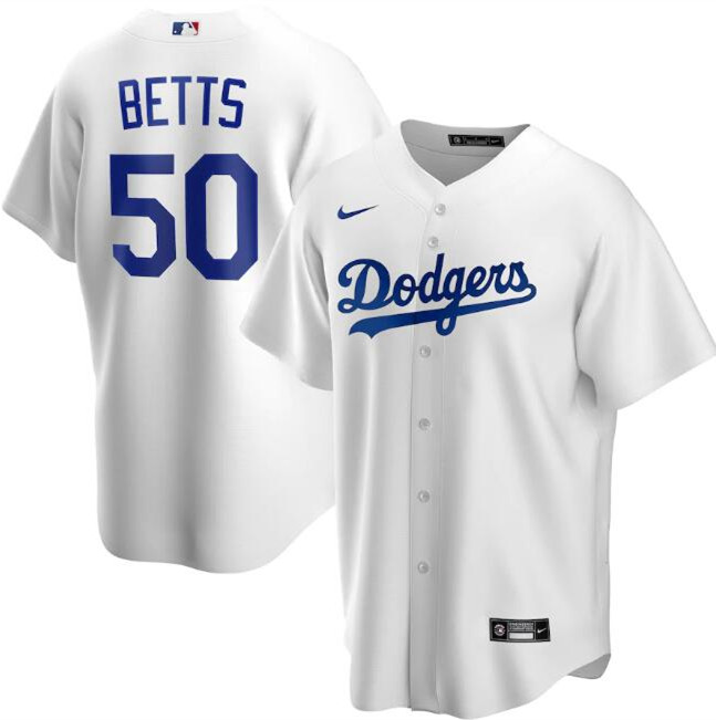 Men's Los Angeles Dodgers #50 Mookie Betts White MLB Cool Base Stitched Jersey