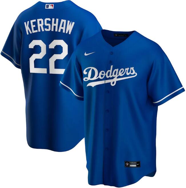 Men's Los Angeles Dodgers #22 Clayton Kershaw Blue MLB Cool Base Stitched Jersey