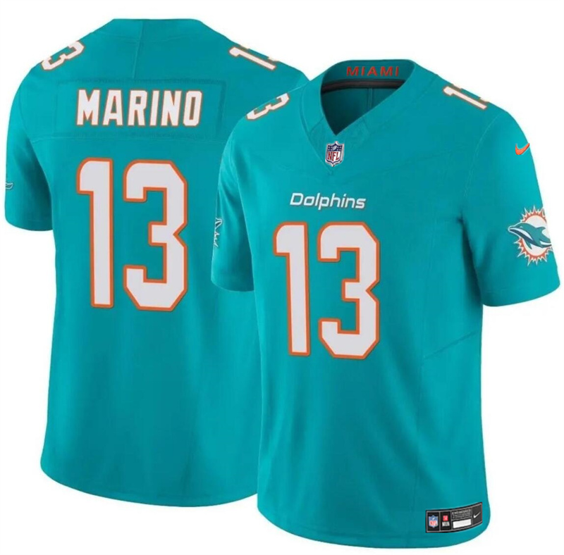 Men's Miami Dolphins #13 Dan Marino Aqua 2023 F.U.S.E Vapor Limited Stitched Football Jersey