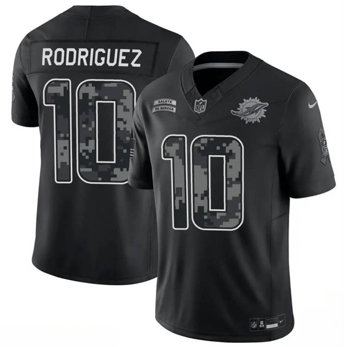 Men's Miami Dolphins #10 Jacob Rodriguez Black F.U.S.E. 2026 Salute to Service Limited Stitched Football Jersey