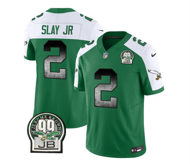 Men's Philadelphia Eagles #2 Darius Slay JR Green/White 2023 F.U.S.E. Throwback Vapor Untouchable Limited Stitched Football Jersey