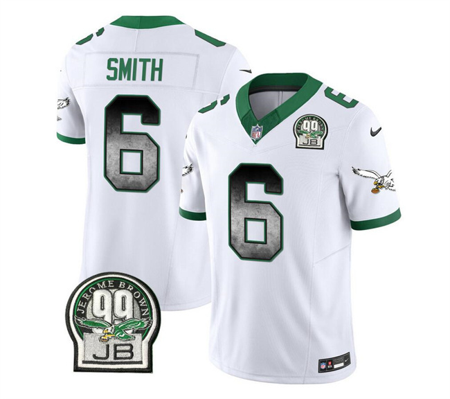 Men's Philadelphia Eagles #6 DeVonta Smith White 2023 F.U.S.E. Throwback Vapor Untouchable Limited Stitched Football Jersey
