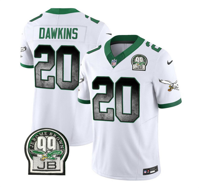 Men's Philadelphia Eagles #20 Brian Dawkins White 2023 F.U.S.E. Throwback Vapor Untouchable Limited Stitched Football Jersey