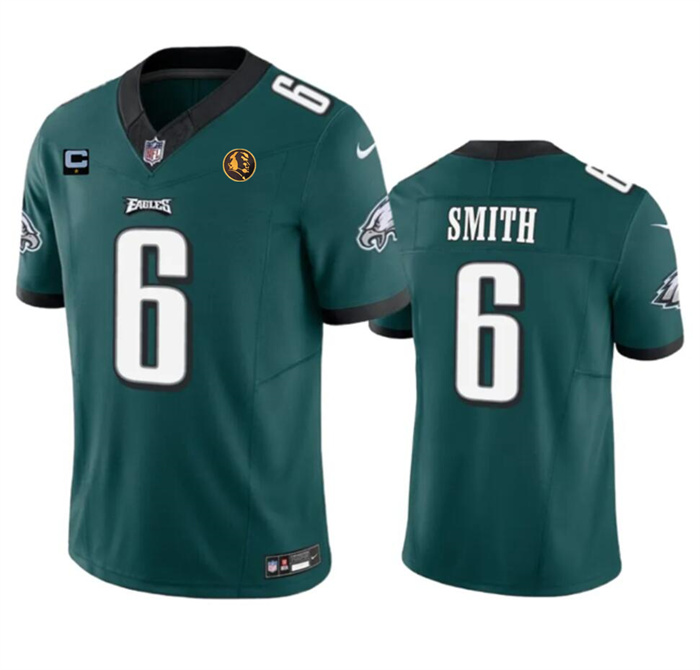 Men's Philadelphia Eagles #6 DeVonta Smith Green 2023 F.U.S.E. With 1-star C Patch And John Madden Patch Vapor Limited Stitched Football Jersey