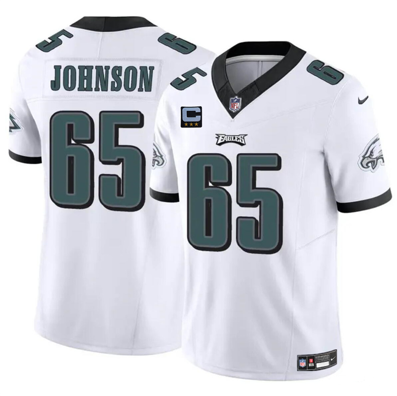 Men's Philadelphia Eagles #65 Lane Johnson White F.U.S.E With 3-Star C Patch Vapor Untouchable Limited Stitched Football Jersey