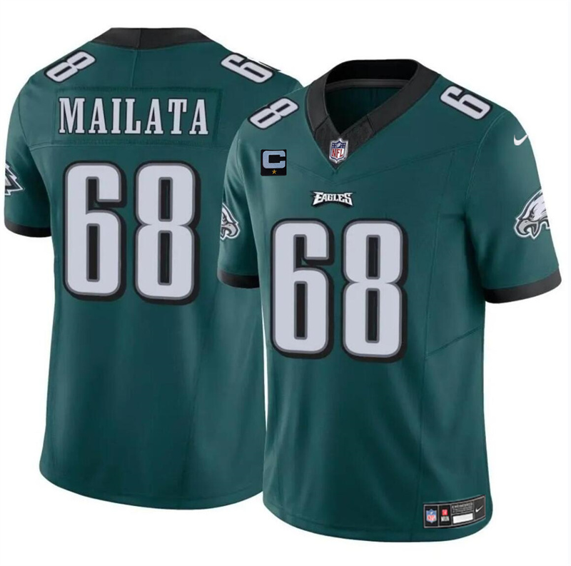 Men's Philadelphia Eagles #68 Jordan Mailata Green F.U.S.E With 1-Star C Patch Vapor Untouchable Limited Stitched Football Jersey