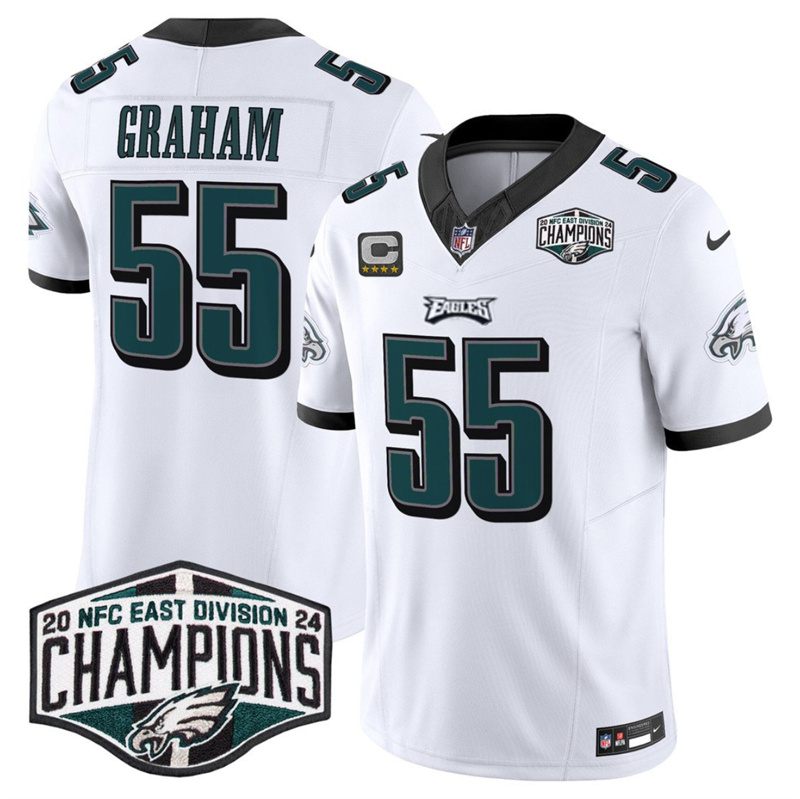 Men's Philadelphia Eagles #55 Brandon Graham White 2024 NFC East Champions F.U.S.E. Vapor Untouchable Limited Stitched Football Jersey Men's Philadelphia Eagles #55 Brandon Graham White 2024 NFC East Champions F.U.S.E. Vapor Untouchable Limited Stitched Football Jersey