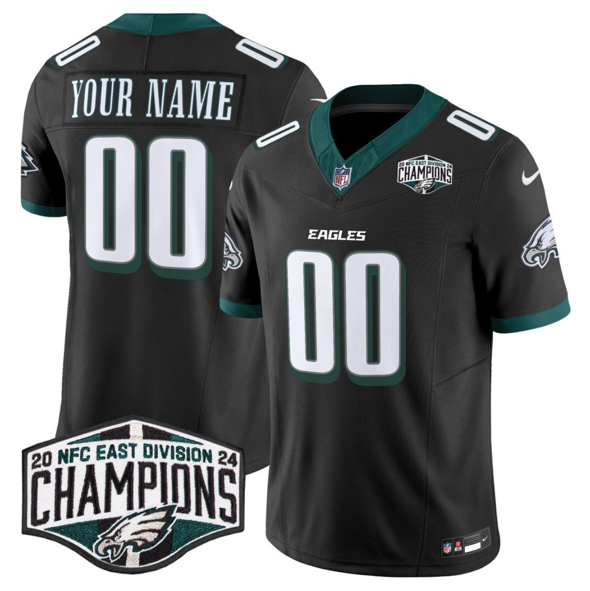 Men's Philadelphia Eagles Active Player Custom Black 2024 New NFC East Champions F.U.S.E. Vapor Untouchable Limited Stitched Football Jersey Men's Philadelphia Eagles Active Player Custom Black 2024 New NFC East Champions F.U.S.E. Vapor Untouchable Limited Stitched Football Jersey