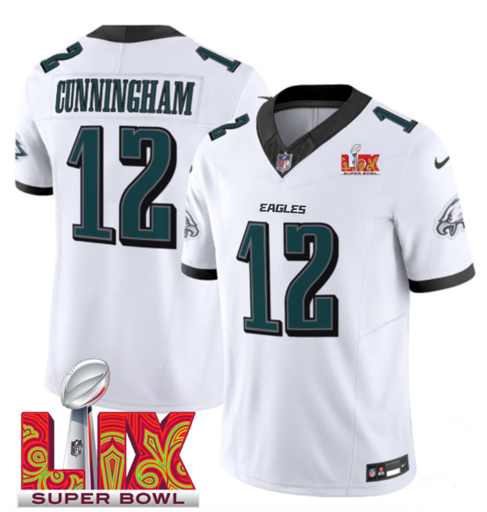 Men's Philadelphia Eagles #12 Randall Cunningham White F.U.S.E. 24/25 Super Bowl LIX Vapor Untouchable Limited Stitched Football Jersey