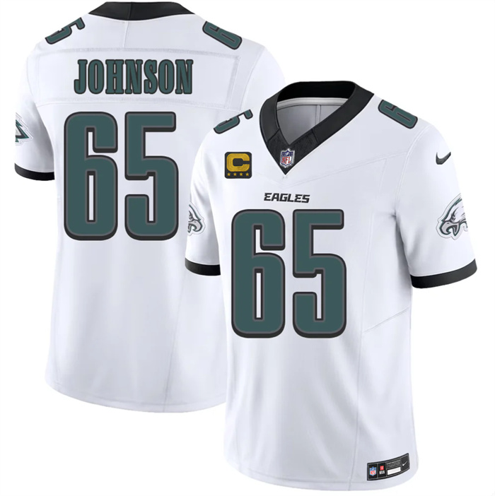 Men's Philadelphia Eagles #65 Lane Johnson White 2026 F.U.S.E. 4-Star C Patch Vapor Untouchable Limited Stitched Football Jersey