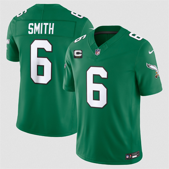 Men's Philadelphia Eagles #6 DeVonta Smith Kelly Green 2026 F.U.S.E. 2-Star C Patch Throwback Vapor Untouchable Limited Stitched Football Jersey