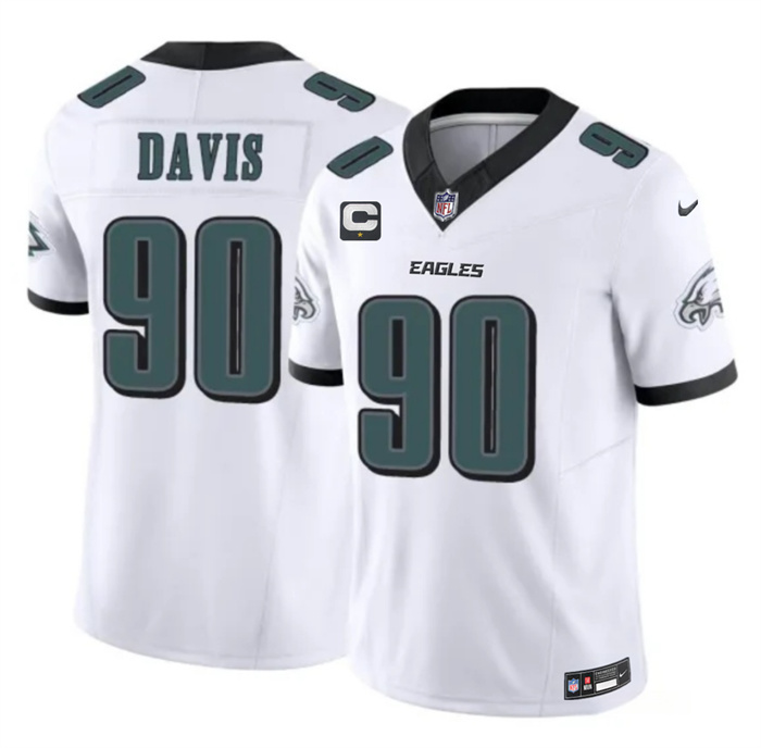 Men's Philadelphia Eagles #90 Jordan Davis White 2025 F.U.S.E. 1-Star C Patch Vapor Untouchable Limited Stitched Football Jersey