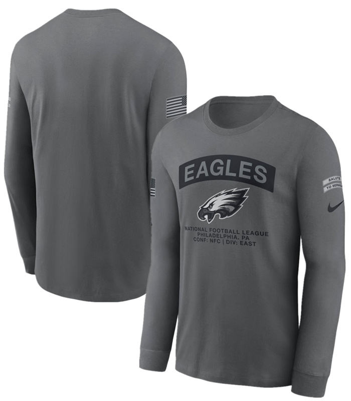 Men's Philadelphia Eagles Gray 2026 Salute to Service Long Sleeve T-Shirt