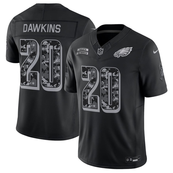 Men's Philadelphia Eagles #20 Brian Dawkins Black F.U.S.E. 2026 Salute to Service Limited Stitched Football Jersey