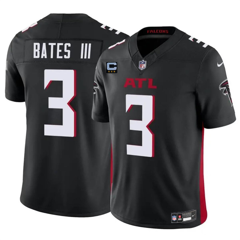 Men's Atlanta Falcons #3 Jessie Bates III Black 2024 F.U.S.E With 3-Star C Patch Vapor Untouchable Limited Stitched Football Jersey