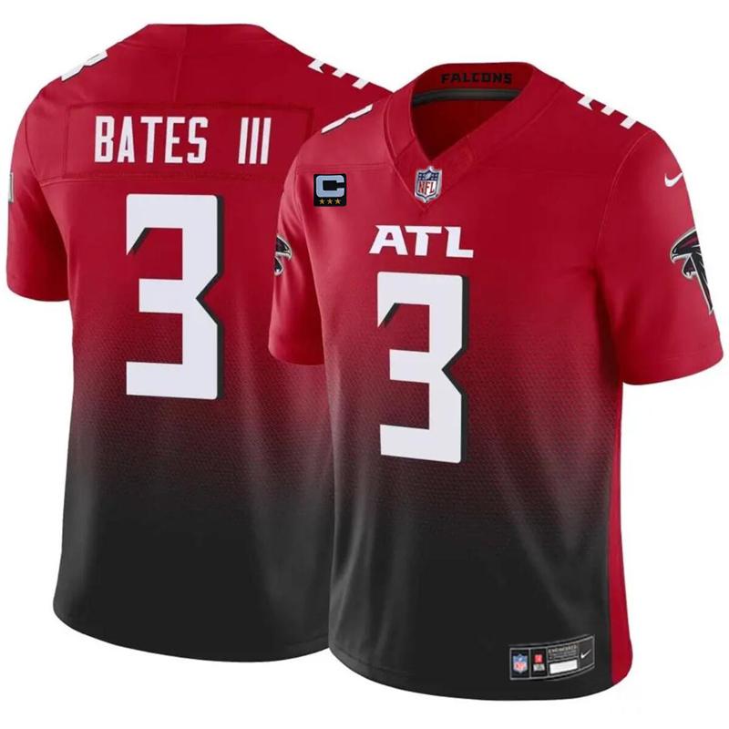 Men's Atlanta Falcons #3 Jessie Bates III Red/Black 2024 F.U.S.E With 3-Star C Patch Vapor Untouchable Limited Stitched Football Jersey